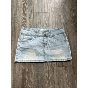 VTG Hot Bottoms Denim Low Rise Micro Mini Skirt Sequin Y2K Grunge